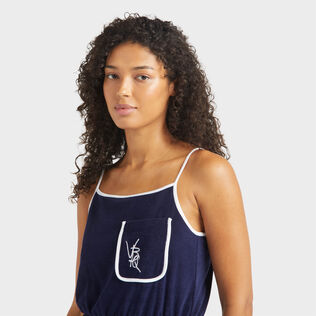女士 VBQ 花纹毛圈布背心裙 Navy 细节视图2