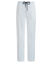 Pantalon jogging en coton et tencel homme uni Blanc vue de face