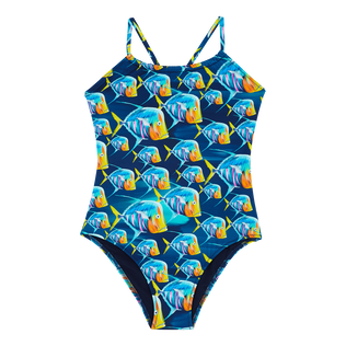 Costume intero bambina Piranhas Blu marine vista frontale