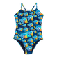 Costume intero bambina Piranhas Blu marine vista frontale