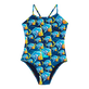 Maillot de bain une pièce fille Piranhas Bleu marine vue de face