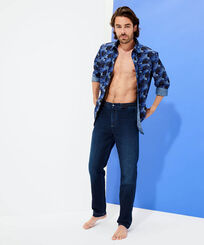 Men Chino Relax fit Pants Dark denim w1 front worn view