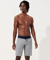 Men Woolen Swim Trunks Carreaux- Vilebrequin x The Woolmark Company Grey/blue front worn view