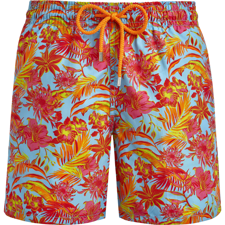 Men Swim Shorts Tahiti Flowers - Moorea - Blue - Size XL - Vilebrequin
