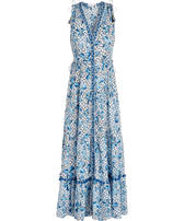 Women Maxi Dress Iris Lace- Vilebrequin x Poupette St Barth Azure front view