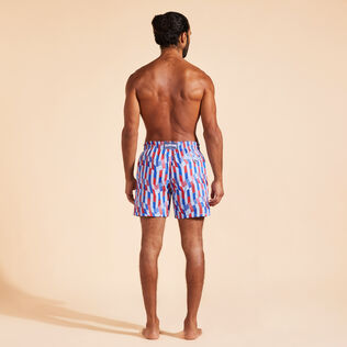 Men Swim Shorts Embroidered Graphic Glass - Limited Edition Flax flower 背面穿戴视图