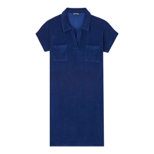 Solid Polokleid aus Frottee für Damen Ink Vorderansicht