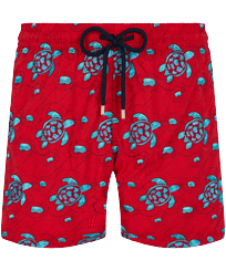 Maillot de bain homme brodé Turtles Jewels - Édition Limitée Piment vue de face