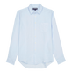 Camisa de lino lisa para hombre Cielo azul vista frontal