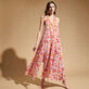 Women Long Dress Iris Lace- Vilebrequin x Poupette St Barth Shocking pink 正面穿戴视图