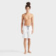Men Jogging Gabardine Stretch Bermuda Shorts White front worn view
