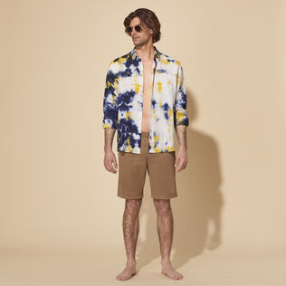 Men Tencel Cotton Bermuda Shorts Solid Hazelnut details view 1