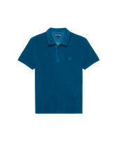 Polo en coton éponge organique homme uni Paon vue de face