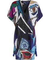 Envoûtement Maxikleid aus Baumwollvoile für Damen - Vilebrequin x Deux Femmes Noires Purple blue Vorderansicht