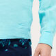 Camicia uomo in lino tinta unita Lazulii blue dettagli vista 4