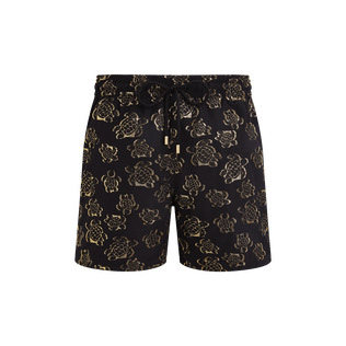 Men Swim Trunks Ronde des tortues Jacquard Black front view