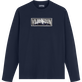 T-shirt à manches longues en coton homme patch Vilebrequin montagne brodé Bleu marine vue de face