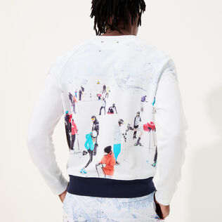 Men Cotton Sweatshirt Ski - Vilebrequin x Massimo Vitali Sky blue back worn view