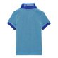 Solid Polohemd aus Baumwollpikee mit changierendem Effekt für Jungen Aquamarin blau Rückansicht