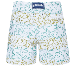 Men Swim Trunks Embroidered Raiatea - Limited Edition White back view