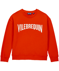 男童 Vilebrequin 徽标纯棉圆领运动衫 Poppy red 正面图