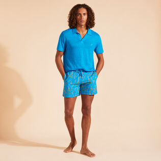 Men Swim Trunks Embroidered Poulpe Eiffel - Limited Edition Hawaii blue details view 1