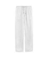 Men Linen Pants Solid White front view