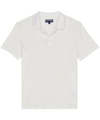 Polo Tencel™ de color liso para hombre Blanco vista frontal