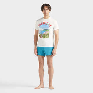 T-shirt uomo in cotone St Barth Off white vista frontale indossata