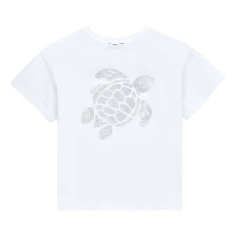 Girls Cotton T-shirt Ikat Turtle - Tee Shirt - Gitty - White - Size 10 - Vilebrequin