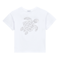 T-shirt en coton fille Ikat Turtle Blanc vue de face