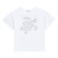 Ikat T-Shirt aus Baumwolle mit Schildkröten-Print für Mädchen Weiss Vorderansicht