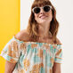 Women Playsuit Iridescent Flowers of Joy- Vilebrequin x Poupette St Barth Terracotta details view 4