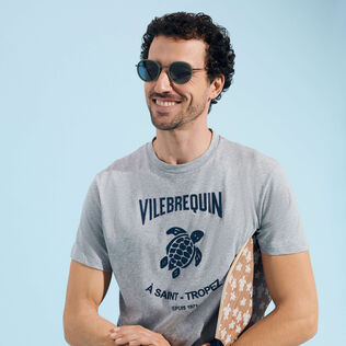 T-shirt uomo in cotone Turtles Leopard Grigio viola dettagli vista 1