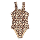 Girls One-piece Swimsuit Turtles Leopard Straw front view