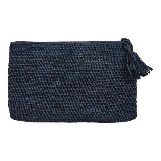 Raffia Unisex Beach Pouch Navy back view