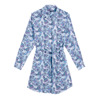 Isadora Fish Hemdkleid aus Baumwollvoile für Damen Weiss Vorderansicht