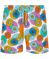 Men Swim Trunks Marguerites White front view