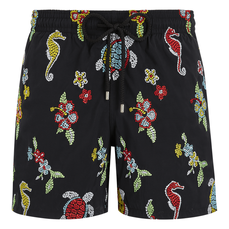 Men Swim Shorts Embroidered Mosaïque - Swimming Trunk - Mistral - Black - Size XXL - Vilebrequin