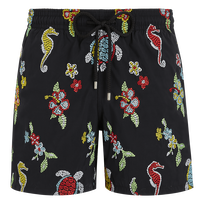 Men Swim Shorts Embroidered Mosaïque - Limited Edition Black front view