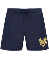 Boys Swim Trunks Placed Embroidery The Year of the Dragon Navy front view