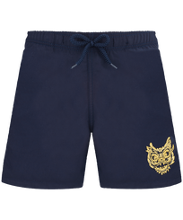 Pantaloncini mare bambino con ricamo applicato The Year of the Dragon  Blu marine vista frontale
