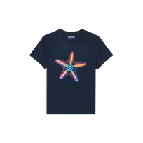 Men Organic Cotton T-shirt Disco Stars Navy front view