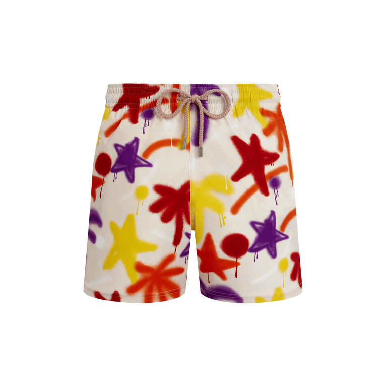 Vilebrequin Men Stretch Short Swim Shorts Spray Paint - Swimming Trunk - Moorise - Pink - Size S