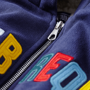 Bunte VBQ Kapuzenjacke mit Frontreißverschluss für Jungen Marineblau Details Ansicht 2