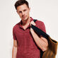 Polo en punto de lino de color liso para hombre Heather burgundy detalles vista 3