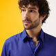 Camisa ligera unisex en gasa de algodón de color liso Purple blue detalles vista 2