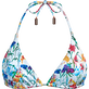 Top de bikini de triángulo con estampado Happy Flowers para mujer Blanco vista frontal