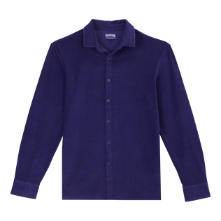 Men Terry Lightweight Shirt Solid Midnight front view