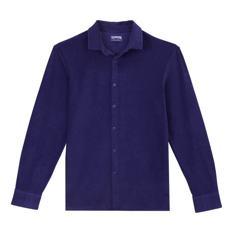 Men Terry Lightweight Shirt Solid - Shirt - Chill - Blue - Size L - Vilebrequin